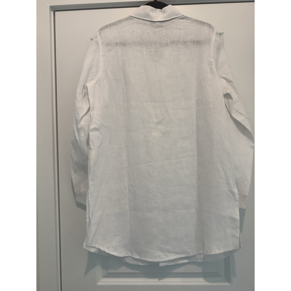 NWT Crown Linen Designs White 100% Linen Long Sleeve Tunic Sz L Button Down - Picture 7 of 11